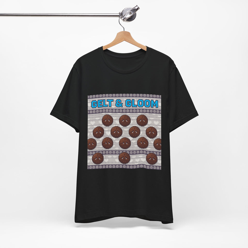 Gelt & Gloom Dark Chocolate Chanukah Ugly Sweater T-Shirt graphic t-shirt by Warped Soul Apparel