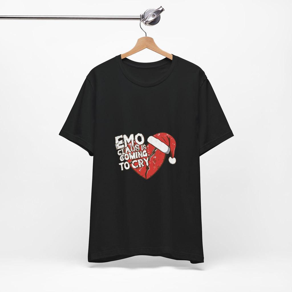 Emo Claus Distressed Heart Vintage Santa T-Shirt — Sad Christmas Tee graphic t-shirt by Warped Soul Apparel