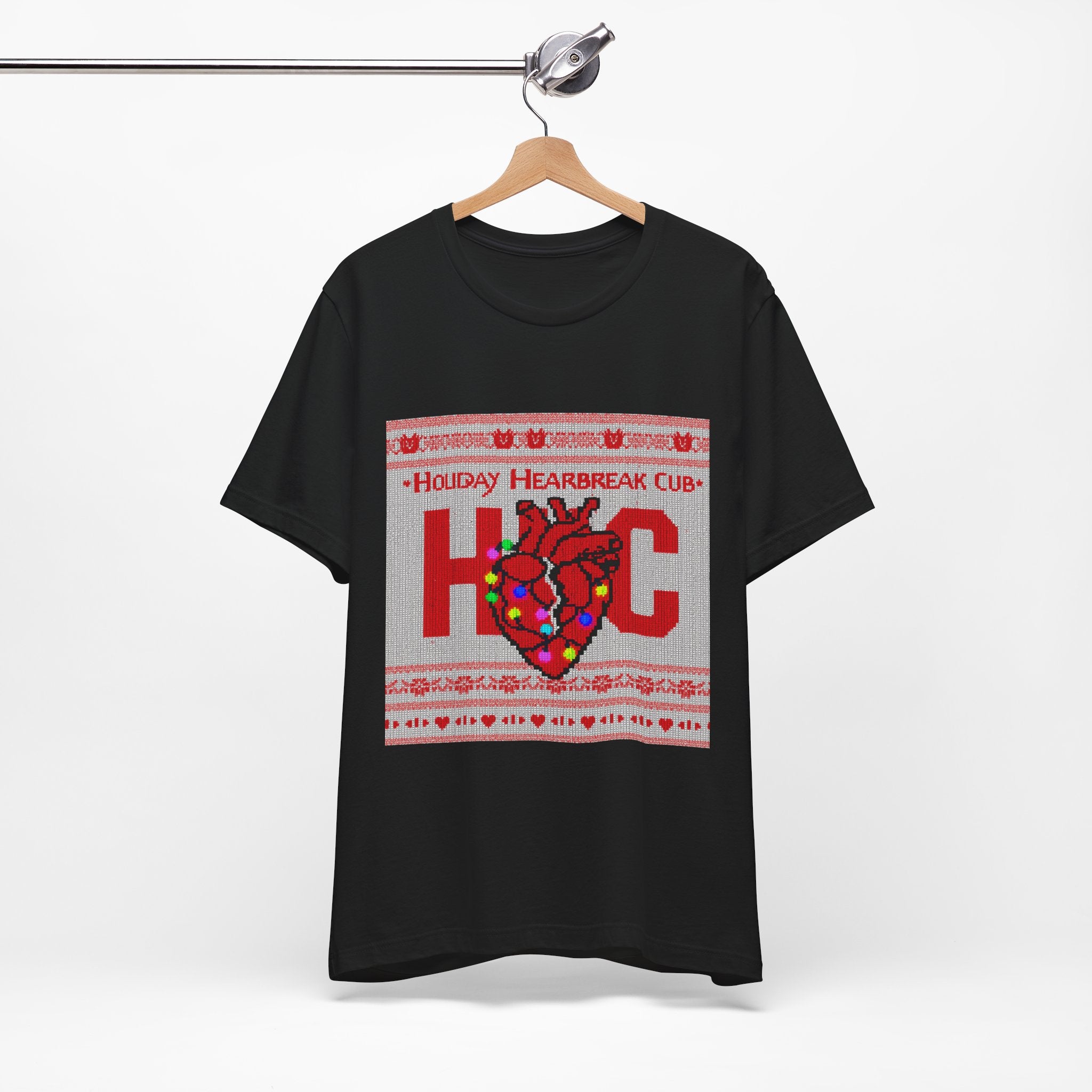 Holiday Heartbreak Club Cozy Knit Style Tee graphic t-shirt by Warped Soul Apparel