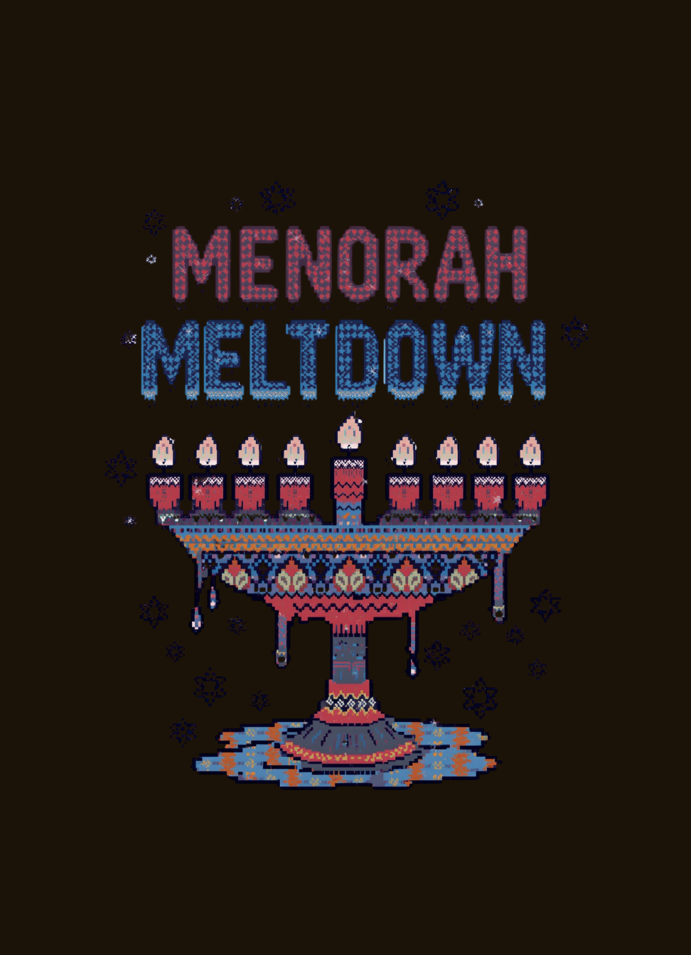 Menorah Meltdown Ugly Hanukkah Sweater Shirt graphic t-shirt by Warped Soul Apparel