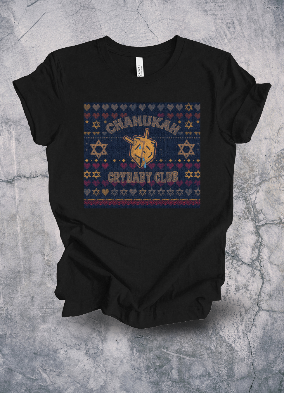 Chanukah Crybaby Club Ugly Sweater Shirt graphic t-shirt by Warped Soul Apparel