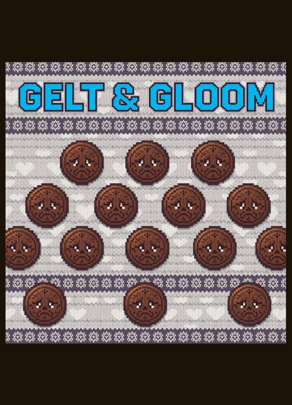 Gelt & Gloom Dark Chocolate Chanukah Ugly Sweater T-Shirt graphic t-shirt by Warped Soul Apparel