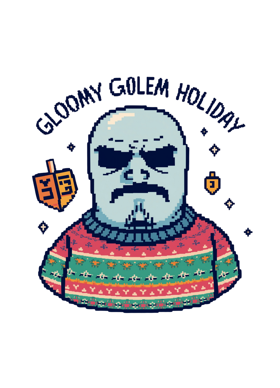 Gloomy Golem Holiday Chanukah Sweater Style T-Shirt graphic t-shirt by Warped Soul Apparel