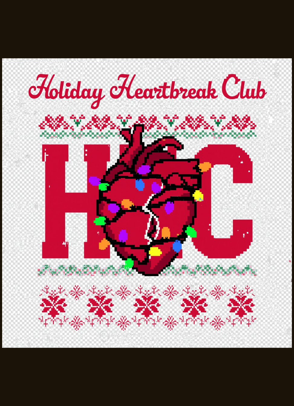 Holiday Heartbreak Club Ugly Christmas Sweater Tee graphic t-shirt by Warped Soul Apparel