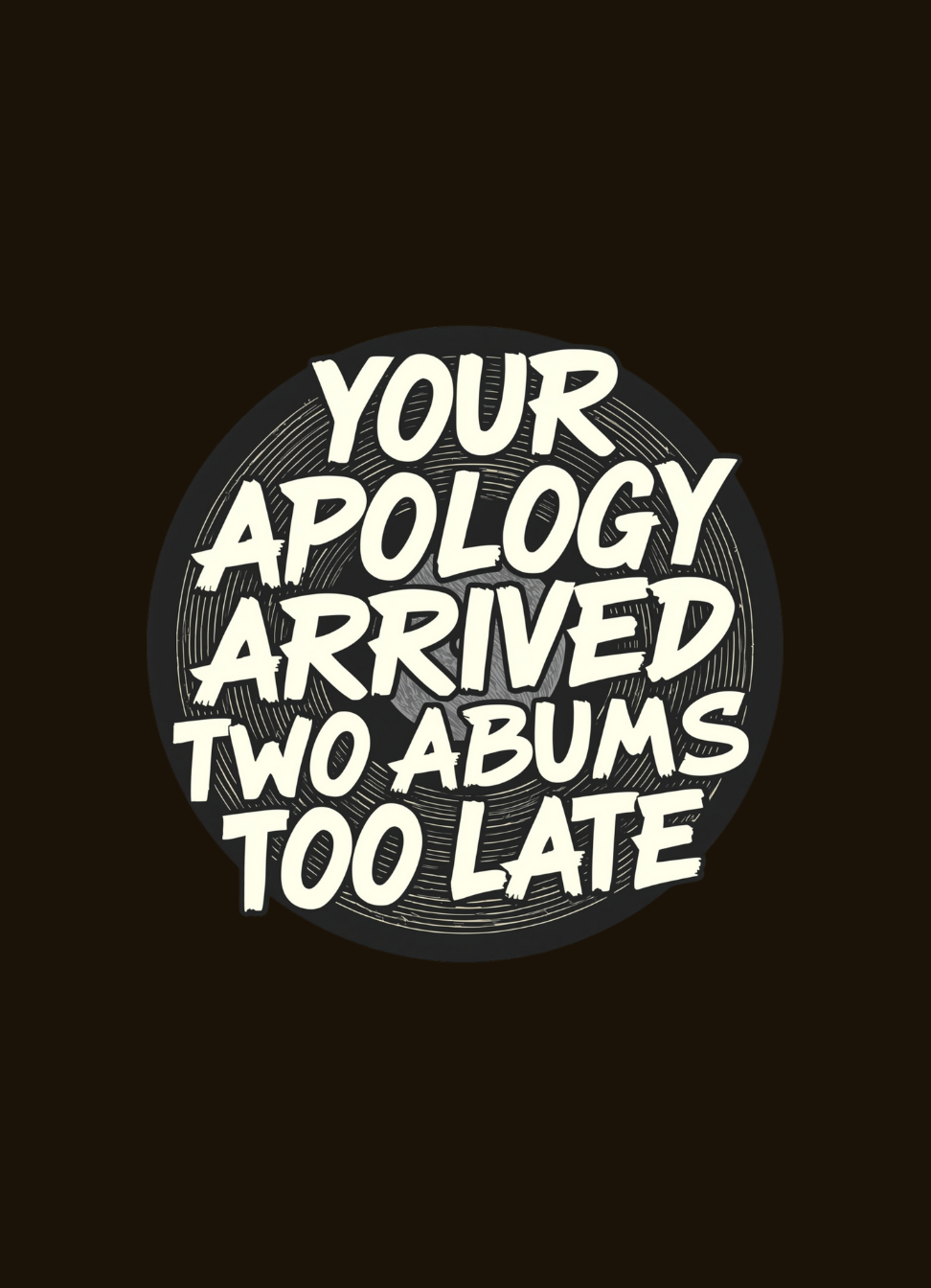 Your Apology Arrived Two Albums Too Late” Elder Emo Tee graphic t-shirt by Warped Soul Apparel