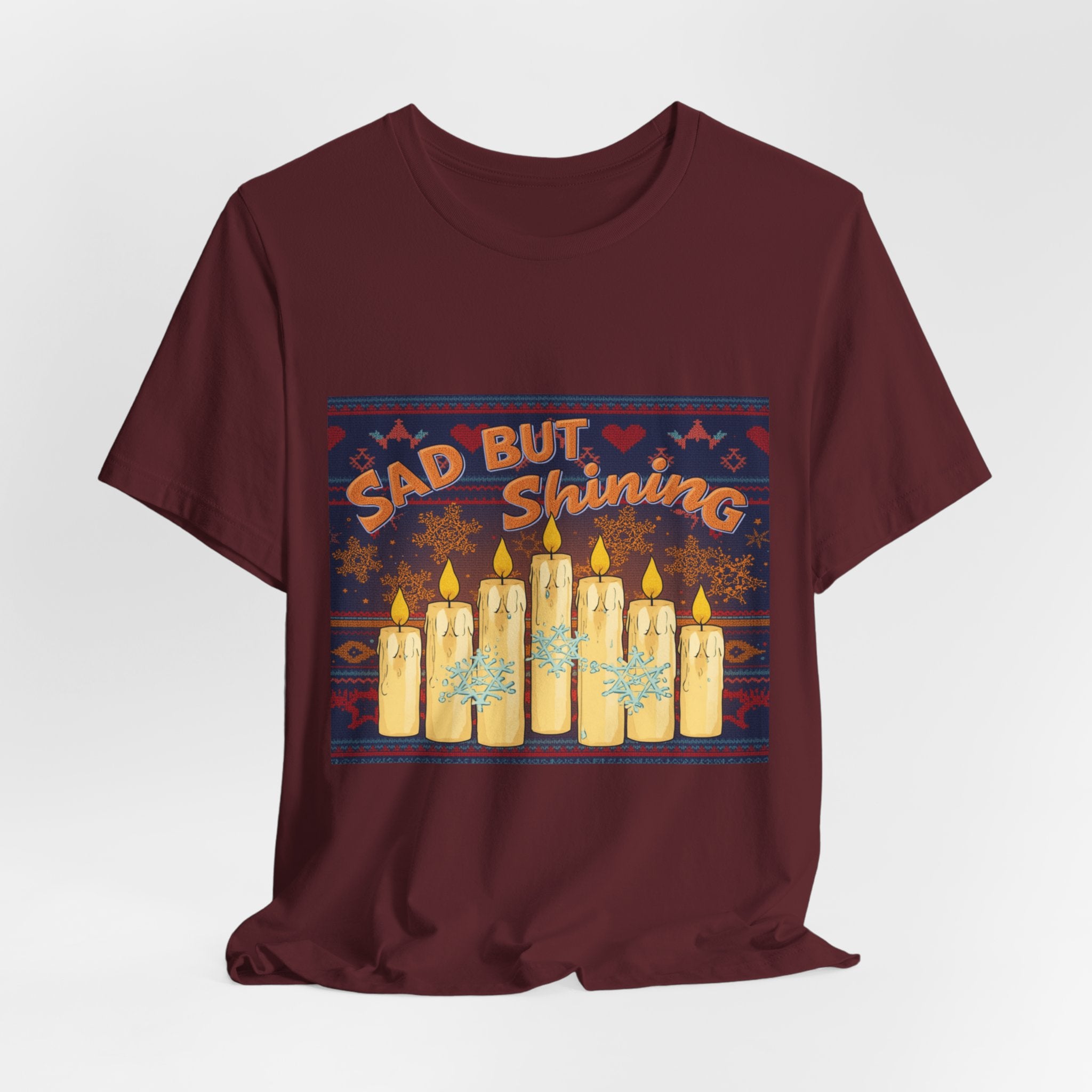 Sad But Shining: Winter Candle Illustration, Festive Emotional Art