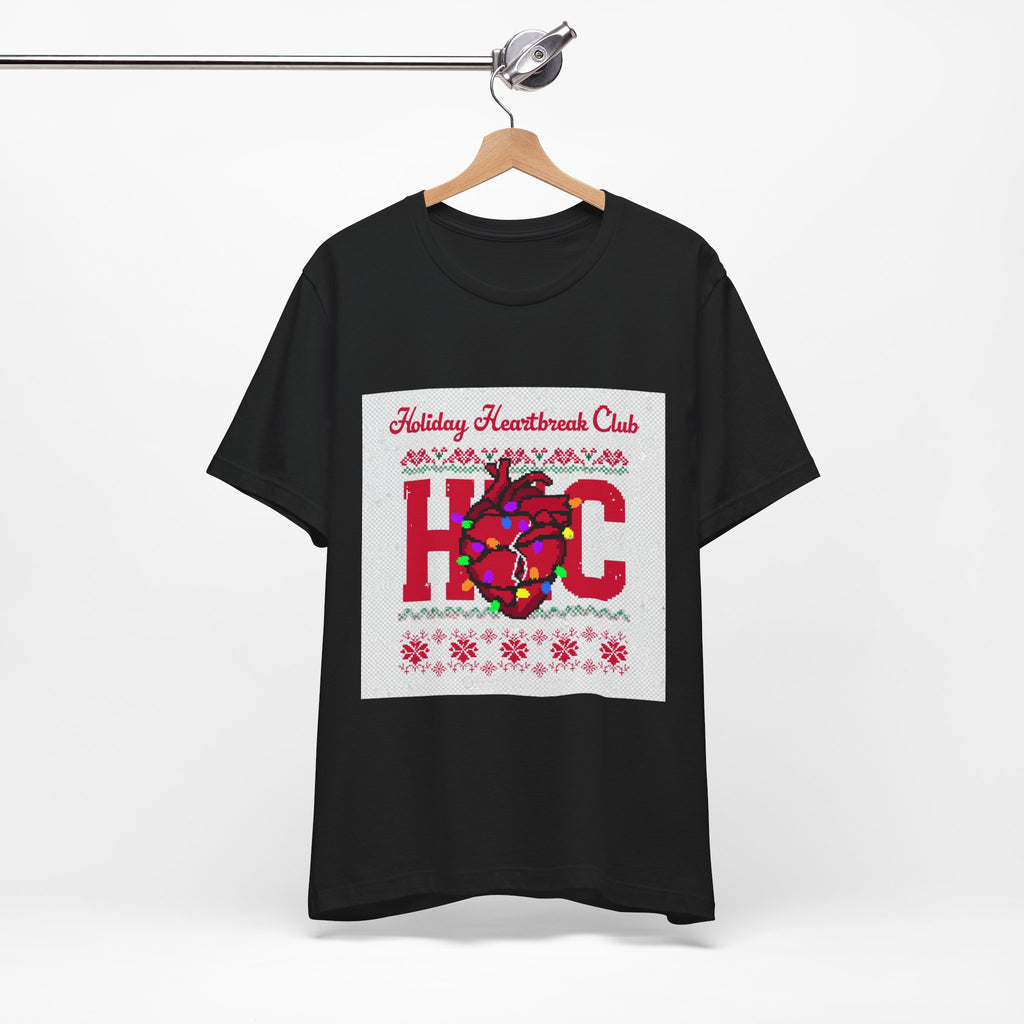 Holiday Heartbreak Club Ugly Christmas Sweater Tee graphic t-shirt by Warped Soul Apparel